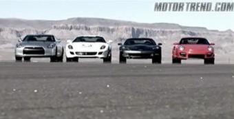 : Nissan GT-R    Corvette ZR1, Ferrari 599 GTB  Porsche 911 GT2